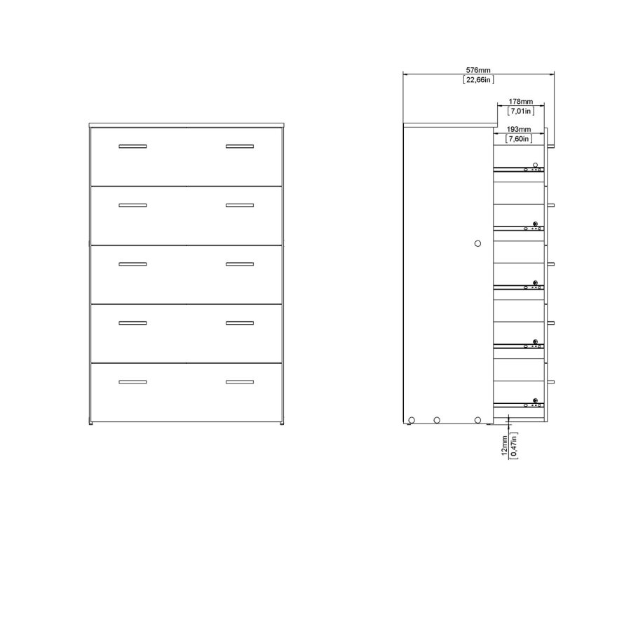 
TVILUM space kommode - hvidt træ, med 5 skuffer
