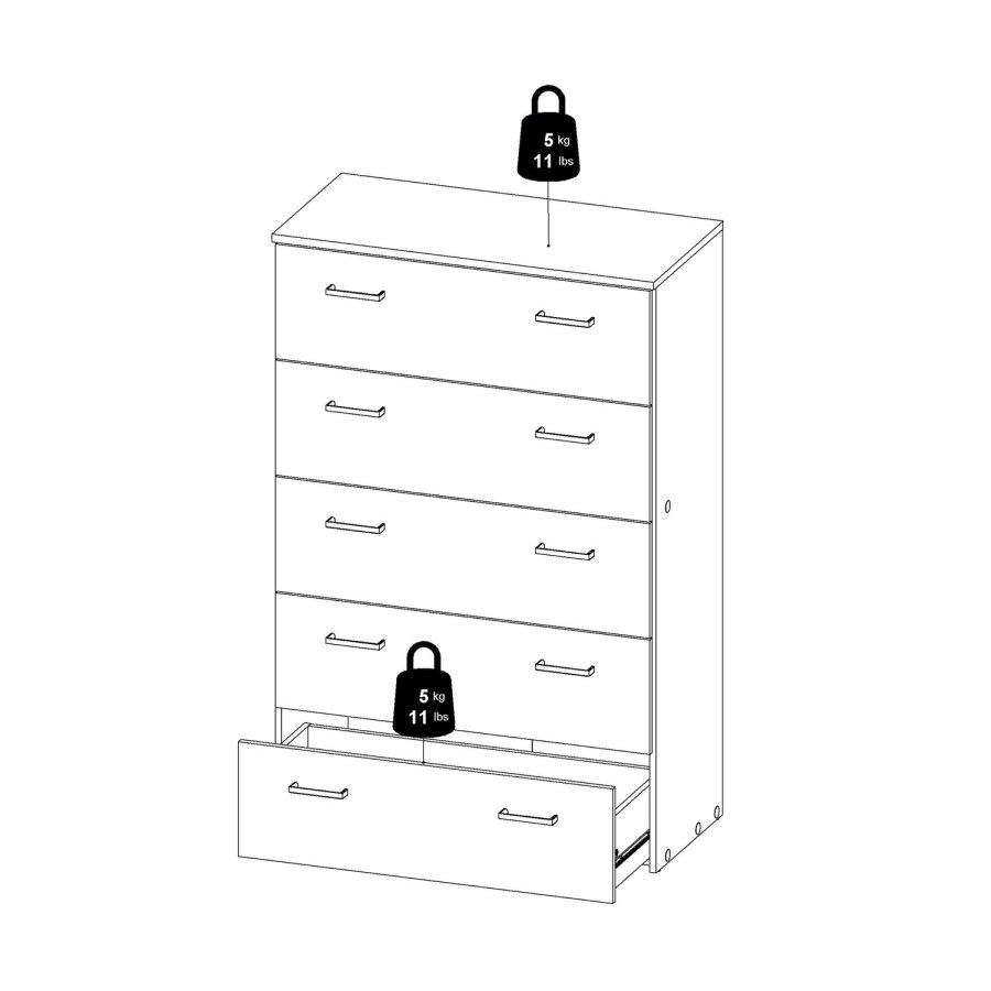 
TVILUM space kommode - hvidt træ, med 5 skuffer
