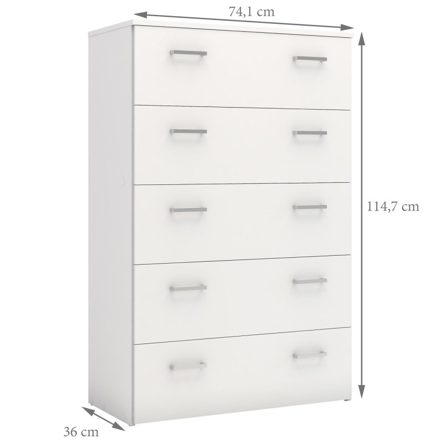 
TVILUM space kommode - hvidt træ, med 5 skuffer
