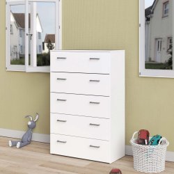 Space kommode - hvidt tr, m. 5 skuffer 