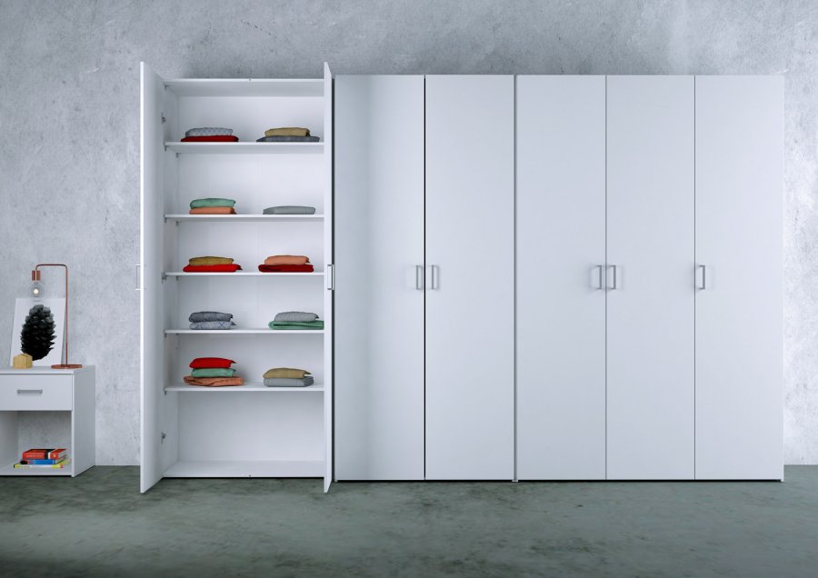 
TVILUM Space sengebord - kvadratisk, hvidt komposittræ, laminat, med 1 skuffe og 1 rum
