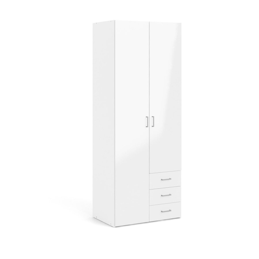 
TVILUM space garderobeskab - træ i hvid laminat, rektangulært med 2 låger og 3 skuffer
