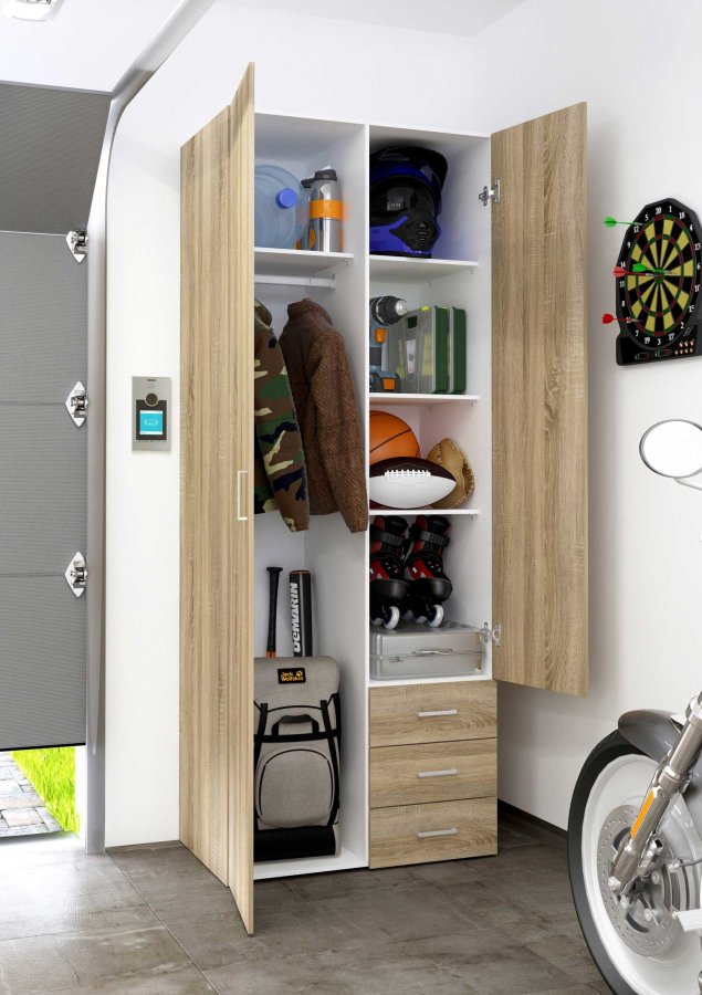 
TVILUM Space garderobeskab - egestruktur, 2 låger og 3 skuffer
