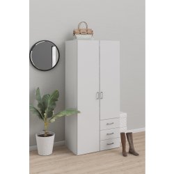 Space garderobeskab - hvid tr, m. 2 lger og 3 skuffer