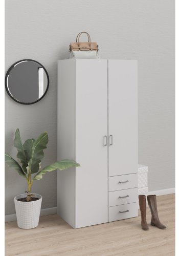 
TVILUM Space garderobeskab - hvidt træ (komposittræ), laminatoverflade, 2 låger og 3 skuffer
