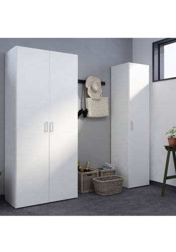 
TVILUM Space garderobeskab - hvidt træ (komposittræ), laminatoverflade, 2 låger og 3 skuffer
