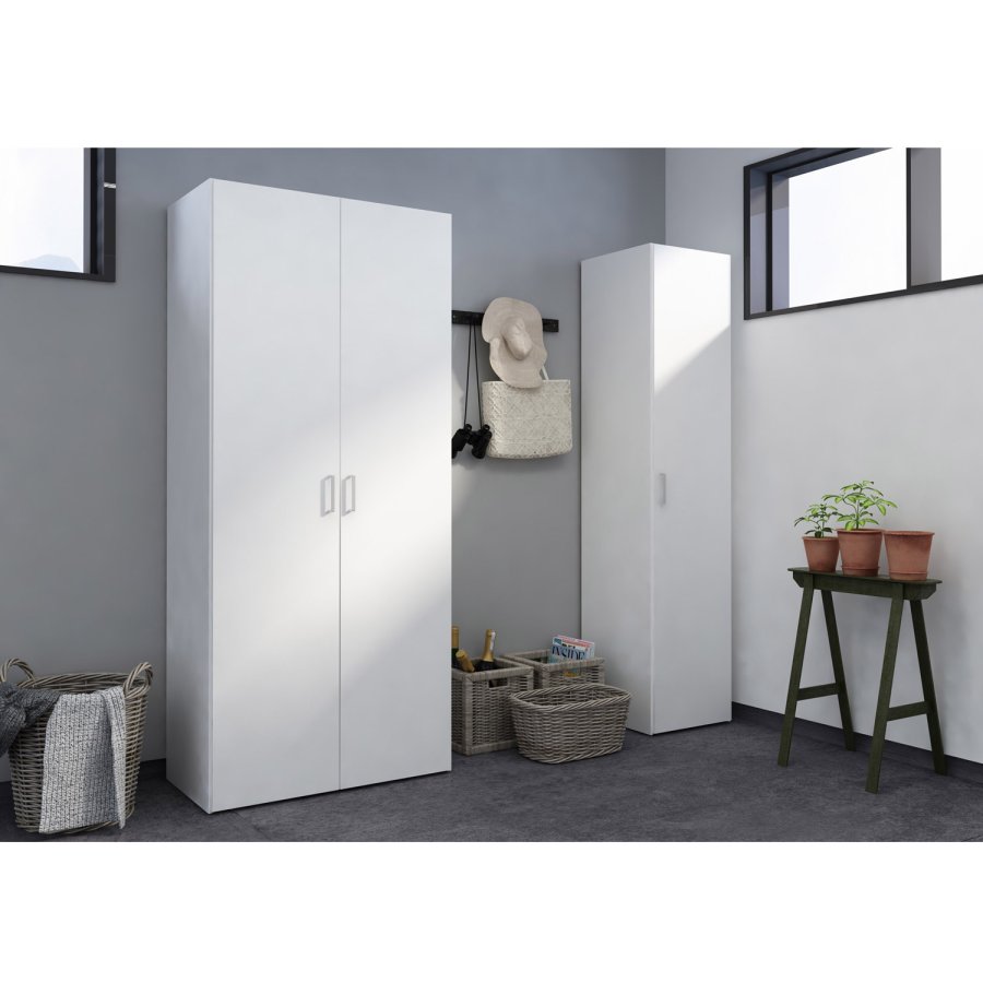 
TVILUM Space garderobeskab - hvidt træ (komposittræ), laminatoverflade, 2 låger og 3 skuffer
