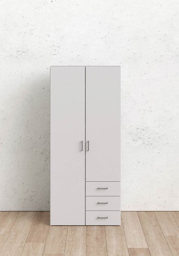 
TVILUM Space garderobeskab - hvidt træ (komposittræ), laminatoverflade, 2 låger og 3 skuffer
