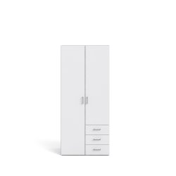 Space garderobeskab - hvid tr, m. 2 lger og 3 skuffer