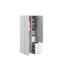 Space garderobeskab - hvid tr, m. 2 lger og 3 skuffer