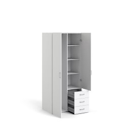 Space garderobeskab - hvid tr, m. 2 lger og 3 skuffer