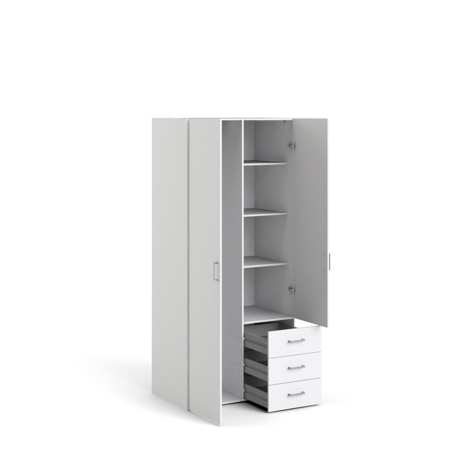 
TVILUM Space garderobeskab - hvidt træ (komposittræ), laminatoverflade, 2 låger og 3 skuffer
