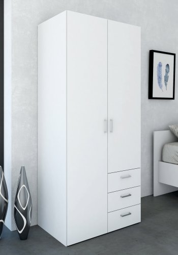 
TVILUM Space garderobeskab - hvidt træ (komposittræ), laminatoverflade, 2 låger og 3 skuffer
