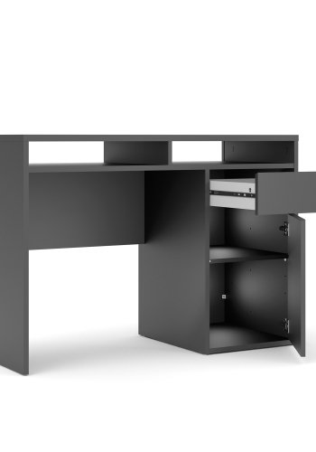 TVILUM Function Plus Schreibtisch - mattschwarzes Holz, mit 1 Tür und 1 Schublade