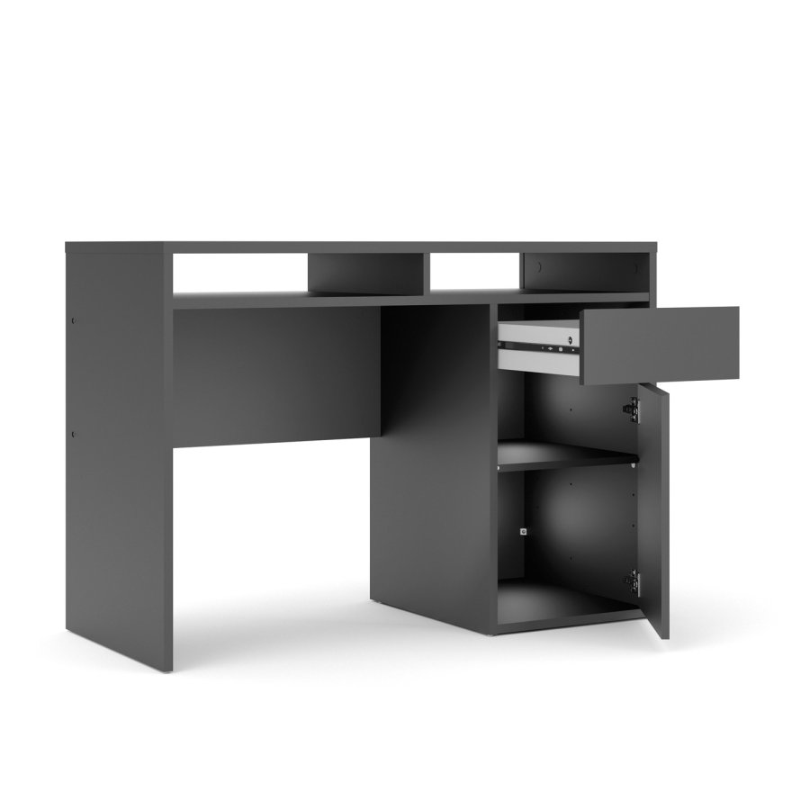 TVILUM Function Plus Schreibtisch - mattschwarzes Holz, mit 1 Tür und 1 Schublade