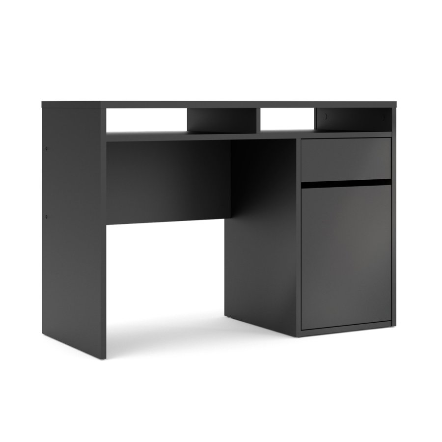 TVILUM Function Plus Schreibtisch - mattschwarzes Holz, mit 1 Tür und 1 Schublade