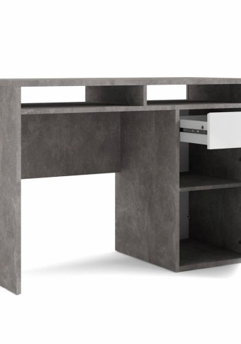 TVILUM Function Plus Schreibtisch, m. 1 Tür, 2 Fächern und 1 Schublade - grau/weiße Folie und Kunststoff (110,2x48,2)