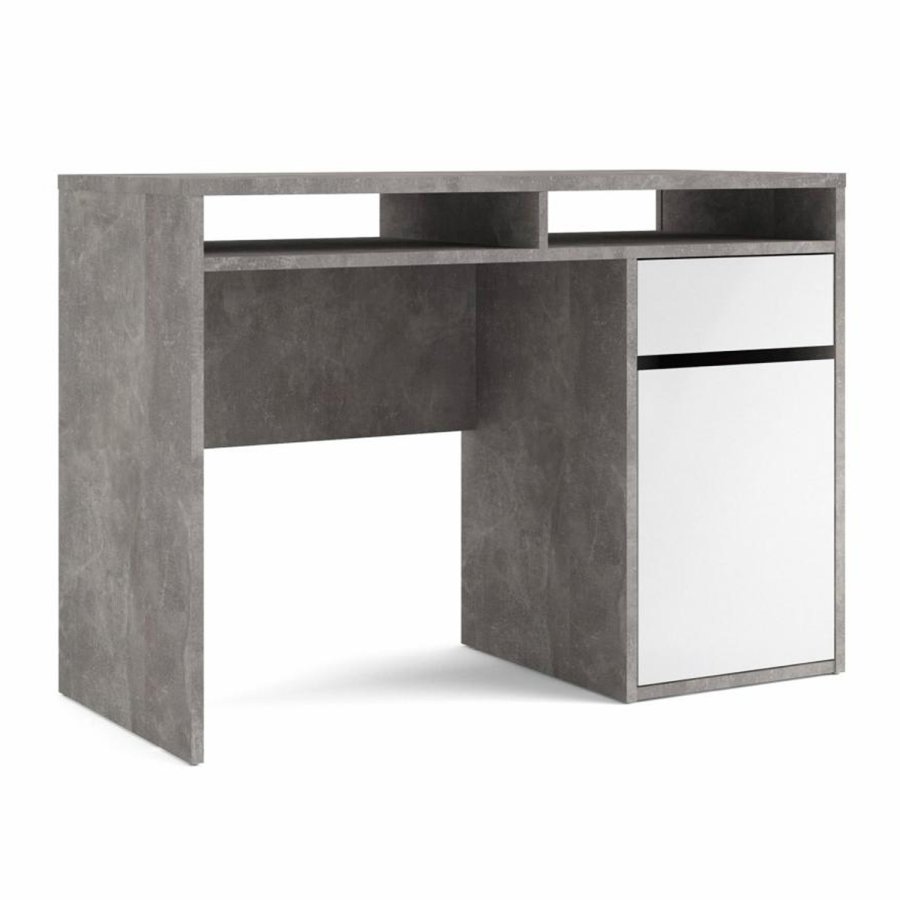 TVILUM Function Plus Schreibtisch, m. 1 Tür, 2 Fächern und 1 Schublade - grau/weiße Folie und Kunststoff (110,2x48,2)