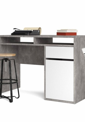 TVILUM Function Plus Schreibtisch, m. 1 Tür, 2 Fächern und 1 Schublade - grau/weiße Folie und Kunststoff (110,2x48,2)