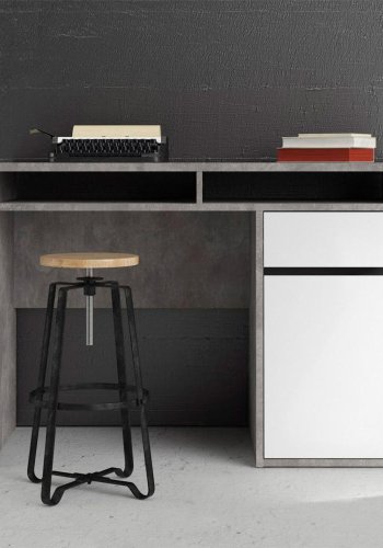 TVILUM Function Plus Schreibtisch, m. 1 Tür, 2 Fächern und 1 Schublade - grau/weiße Folie und Kunststoff (110,2x48,2)