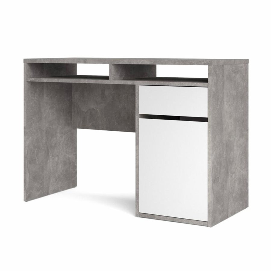 TVILUM Function Plus Schreibtisch, m. 1 Tür, 2 Fächern und 1 Schublade - grau/weiße Folie und Kunststoff (110,2x48,2)