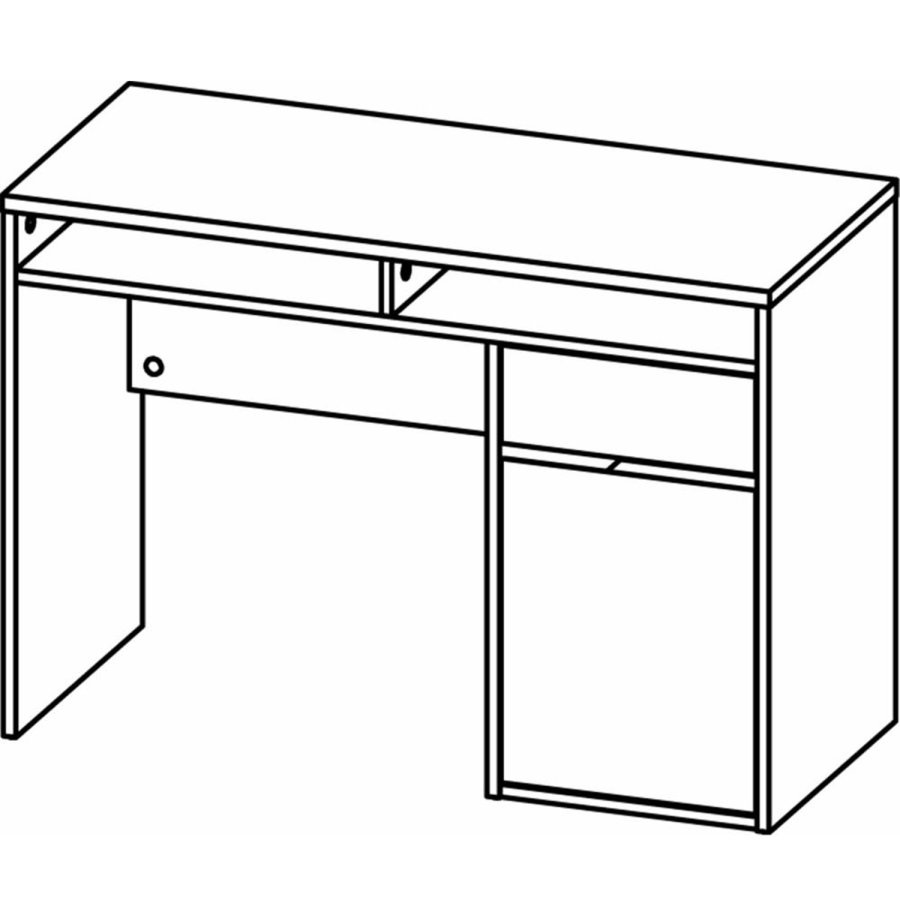 TVILUM Function Plus Schreibtisch, m. 1 Tür, 2 Fächern und 1 Schublade - grau/weiße Folie und Kunststoff (110,2x48,2)