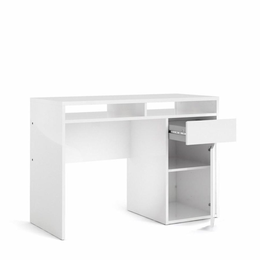 TVILUM Function Plus Schreibtisch, m. 1 Tür, 2 Fächern und 1 Schublade - weiße Folie und Kunststoff (110,2x48,2)
