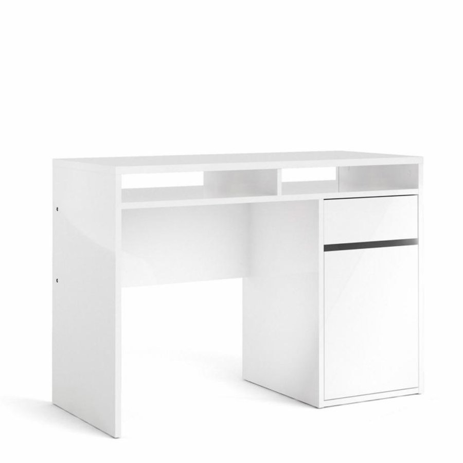 TVILUM Function Plus Schreibtisch, m. 1 Tür, 2 Fächern und 1 Schublade - weiße Folie und Kunststoff (110,2x48,2)