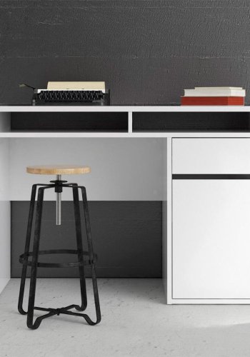 TVILUM Function Plus Schreibtisch, m. 1 Tür, 2 Fächern und 1 Schublade - weiße Folie und Kunststoff (110,2x48,2)