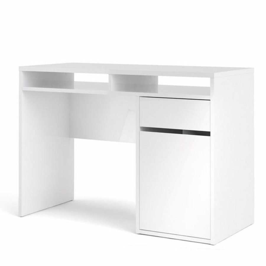 TVILUM Function Plus Schreibtisch, m. 1 Tür, 2 Fächern und 1 Schublade - weiße Folie und Kunststoff (110,2x48,2)