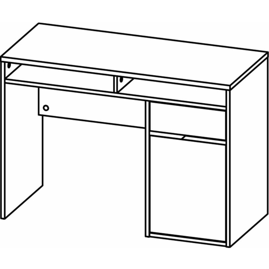 TVILUM Function Plus Schreibtisch, m. 1 Tür, 2 Fächern und 1 Schublade - weiße Folie und Kunststoff (110,2x48,2)