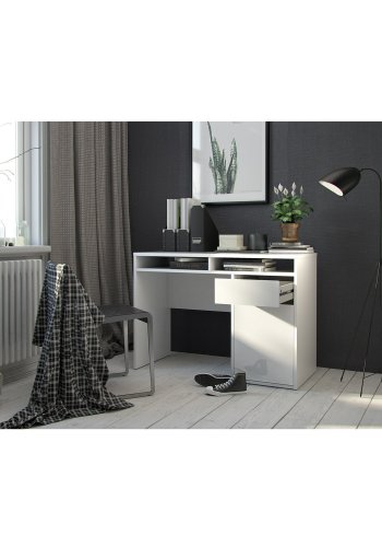 TVILUM Function Plus Schreibtisch, m. 1 Tür, 2 Fächern und 1 Schublade - weiße Folie und Kunststoff (110,2x48,2)