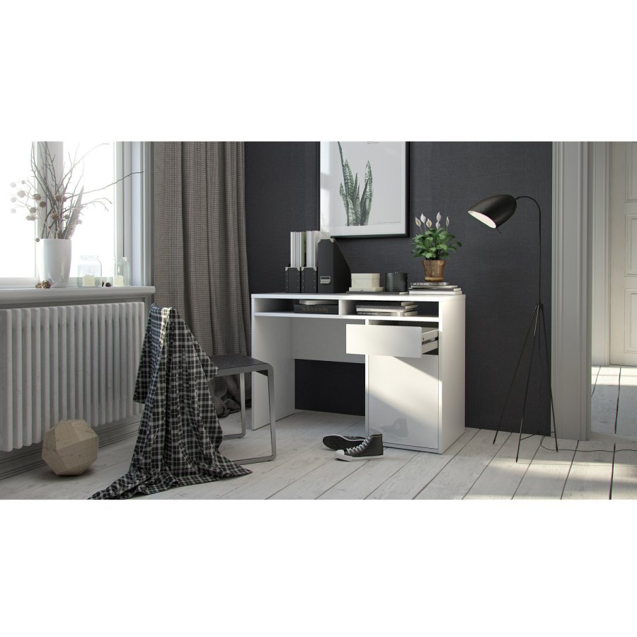 TVILUM Function Plus Schreibtisch, m. 1 Tür, 2 Fächern und 1 Schublade - weiße Folie und Kunststoff (110,2x48,2)