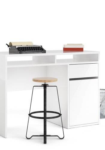 TVILUM Function Plus Schreibtisch, m. 1 Tür, 2 Fächern und 1 Schublade - weiße Folie und Kunststoff (110,2x48,2)