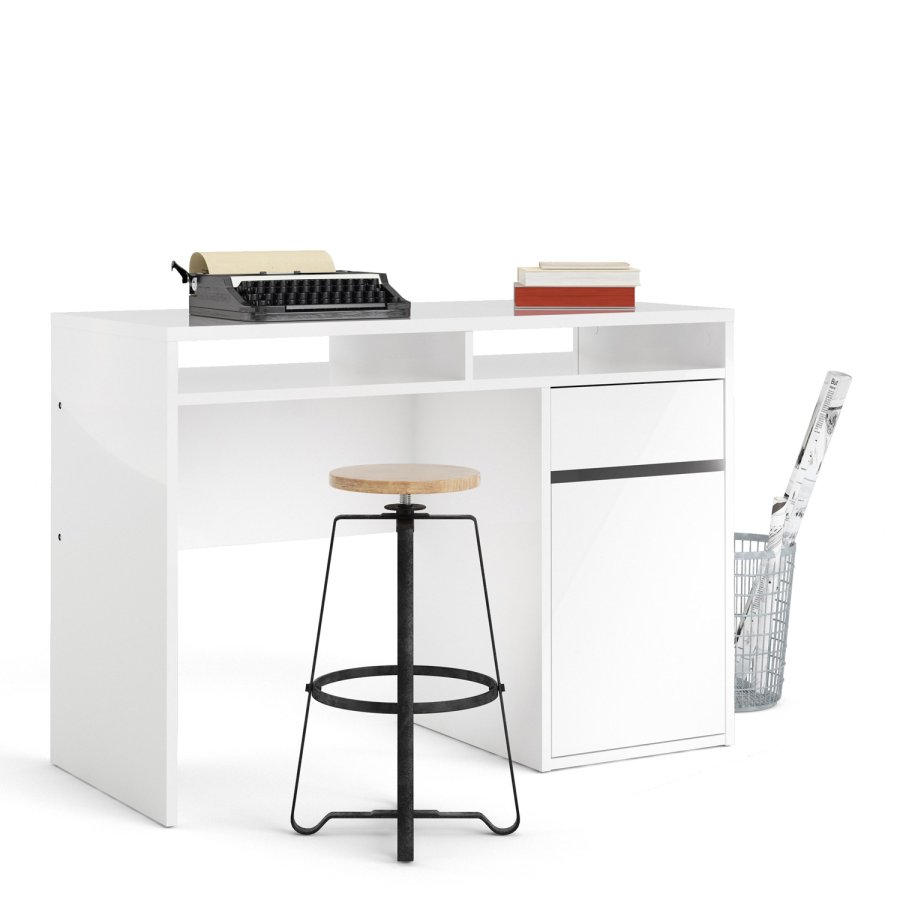 TVILUM Function Plus Schreibtisch, m. 1 Tür, 2 Fächern und 1 Schublade - weiße Folie und Kunststoff (110,2x48,2)