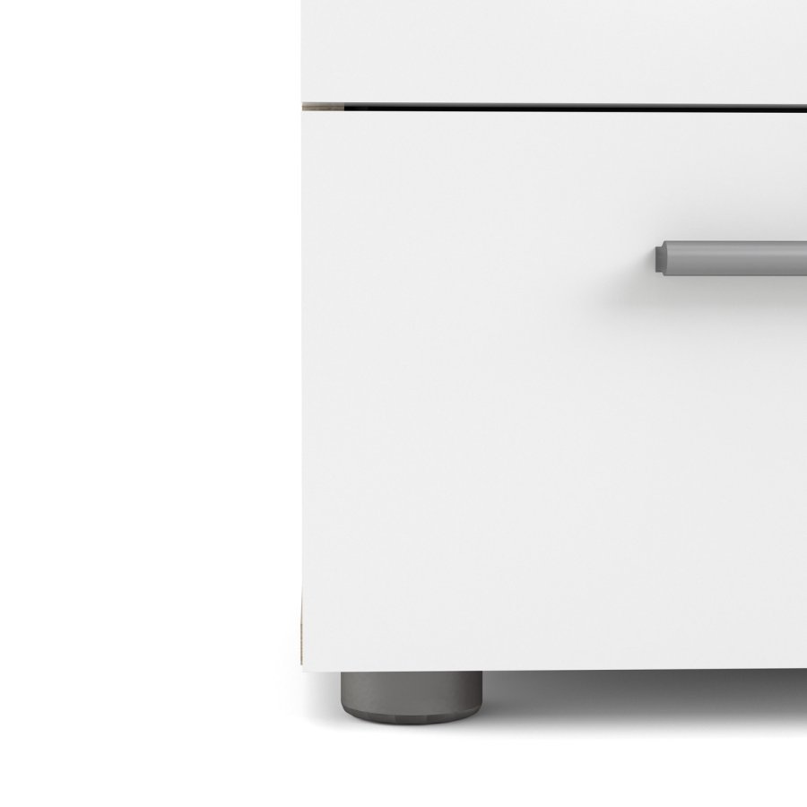 TVILUM Pepe Nachttisch - Eiche Struktur/Weiß Hochglanz, mit 2 Schubladen 