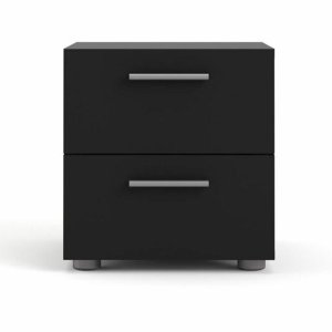 TVILUM Pepe sängbord, med 2 ldor - svart folie och plast (40x40,25)