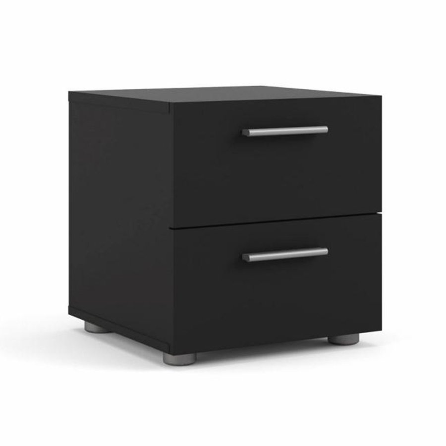 TVILUM Pepe Nachttisch, m. 2 Schubladen - schwarze Folie und Kunststoff (40x40,25)