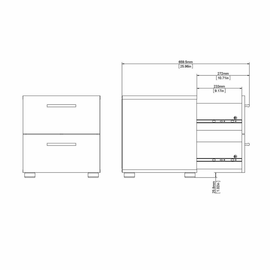 TVILUM Pepe Nachttisch, m. 2 Schubladen - schwarze Folie und Kunststoff (40x40,25)