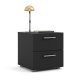 TVILUM Pepe Nachttisch, m. 2 Schubladen - schwarze Folie und Kunststoff (40x40,25)