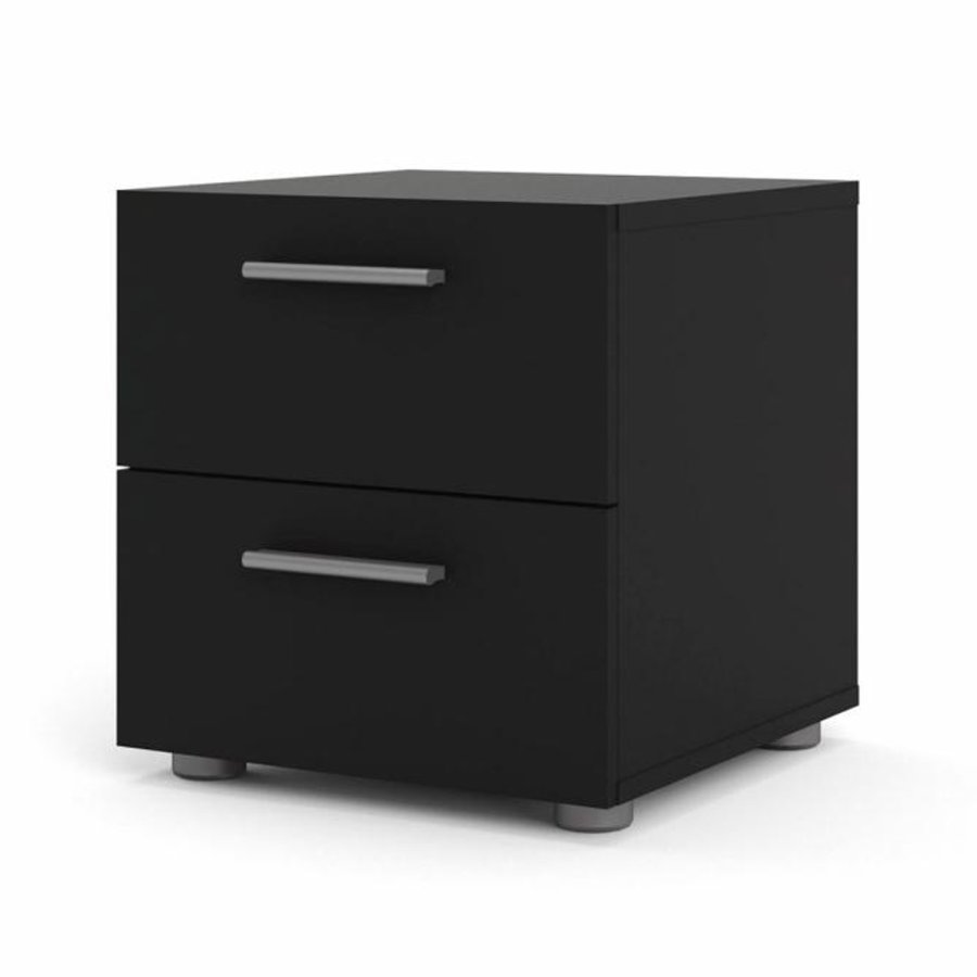 TVILUM Pepe Nachttisch, m. 2 Schubladen - schwarze Folie und Kunststoff (40x40,25)