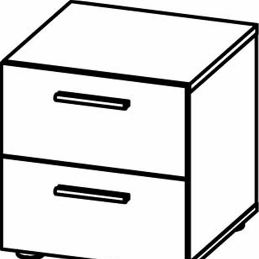 TVILUM Pepe Nachttisch, m. 2 Schubladen - schwarze Folie und Kunststoff (40x40,25)