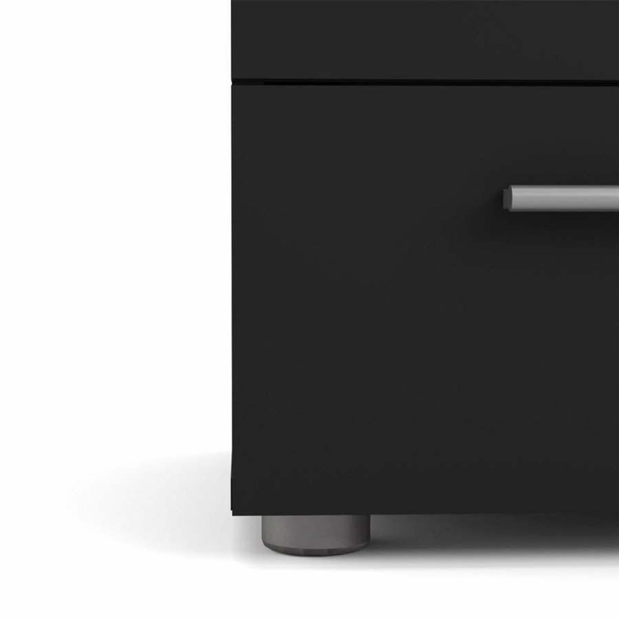 TVILUM Pepe Nachttisch, m. 2 Schubladen - schwarze Folie und Kunststoff (40x40,25)