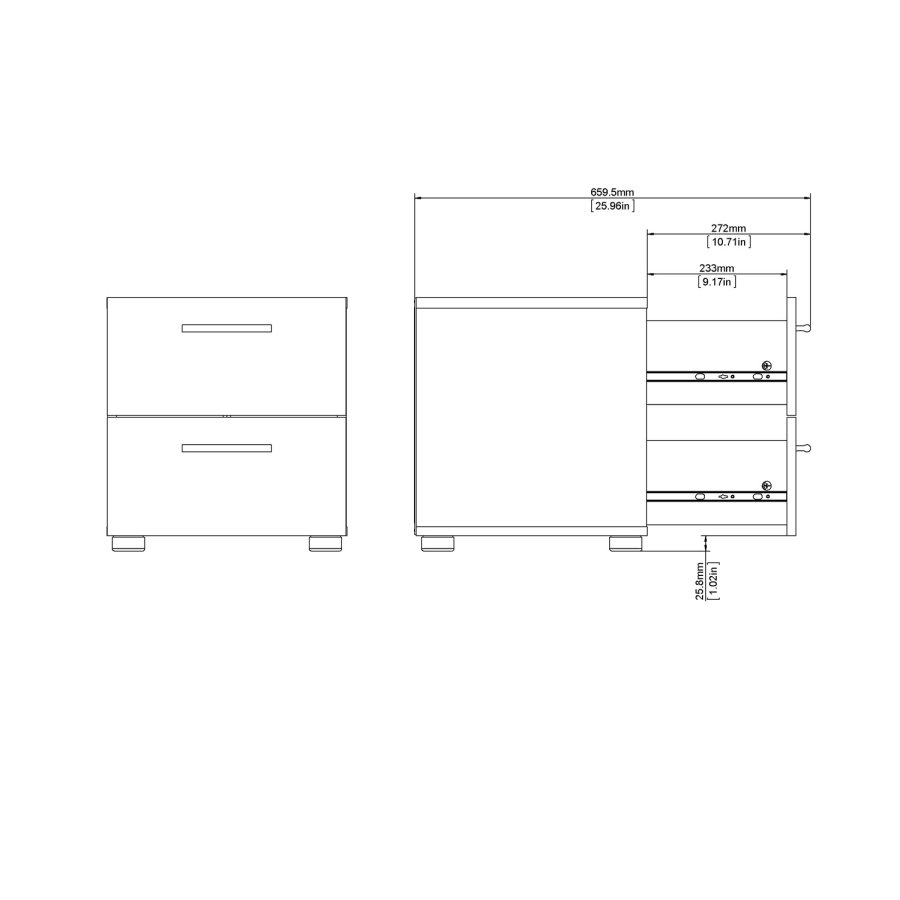 TVILUM Pepe Nachttisch - Eiche Struktur/Weiß Hochglanz, mit 2 Schubladen 