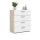 TVILUM Pepe Kommode - Eiche Struktur/Weiß Hochglanz, m. 4 Schubladen 