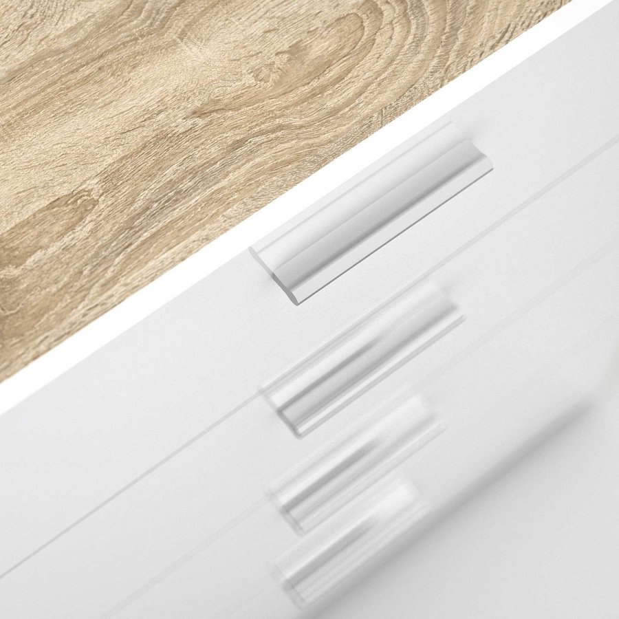 TVILUM Pepe Kommode - Eiche Struktur/Weiß Hochglanz, m. 4 Schubladen 