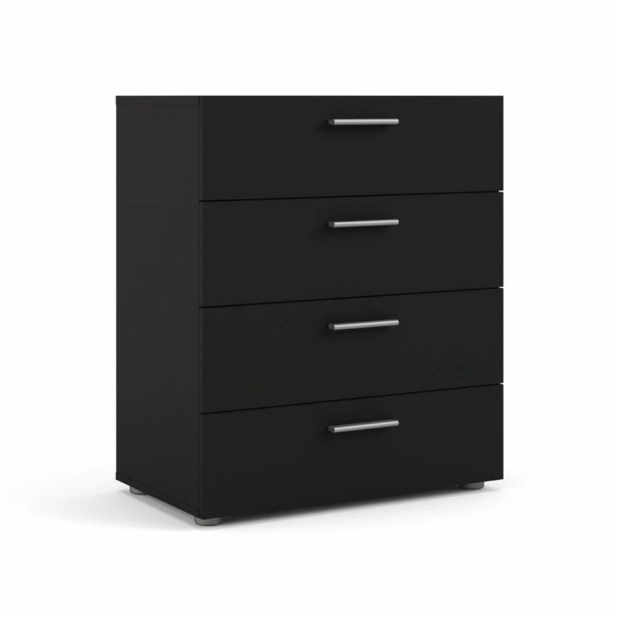 TVILUM Pepe Kommode, m. 4 Schubladen - schwarze Folie und Kunststoff