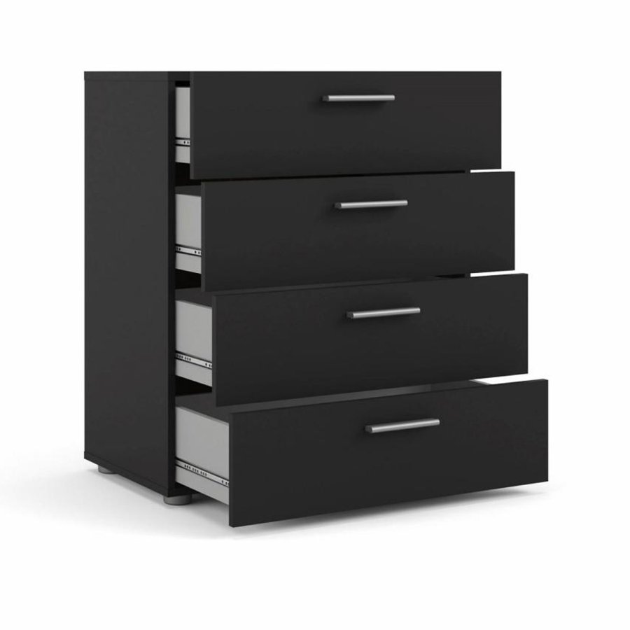 TVILUM Pepe Kommode, m. 4 Schubladen - schwarze Folie und Kunststoff