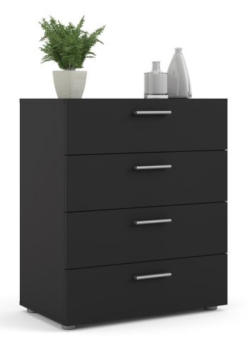 TVILUM Pepe Kommode, m. 4 Schubladen - schwarze Folie und Kunststoff