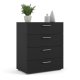 TVILUM Pepe Kommode, m. 4 Schubladen - schwarze Folie und Kunststoff
